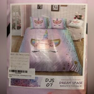 Pastel Unicorn 2 Piece Duvet Bed Set Twin Size New